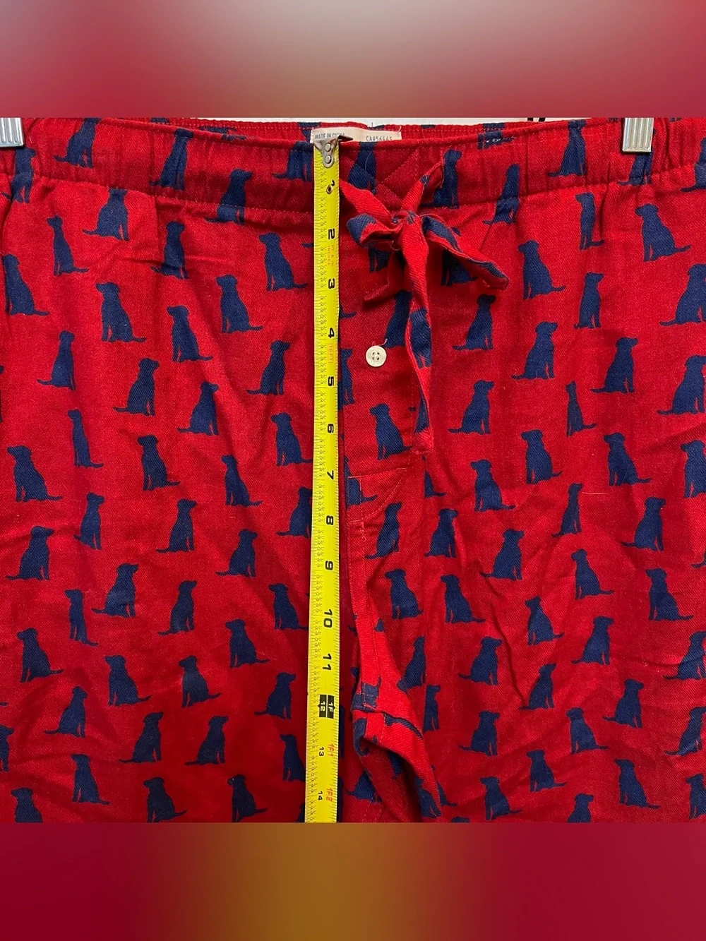 J. Crew Men's Red Blue Golden Retriever Lab Dog Print Flannel Pajama Pants Large